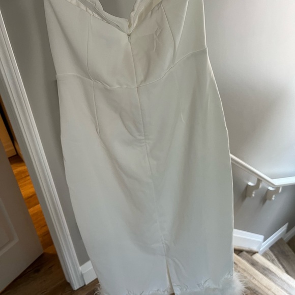Lulus Feather Late Than Never White Strapless Feather Midi Dress - Picture 4 of 5